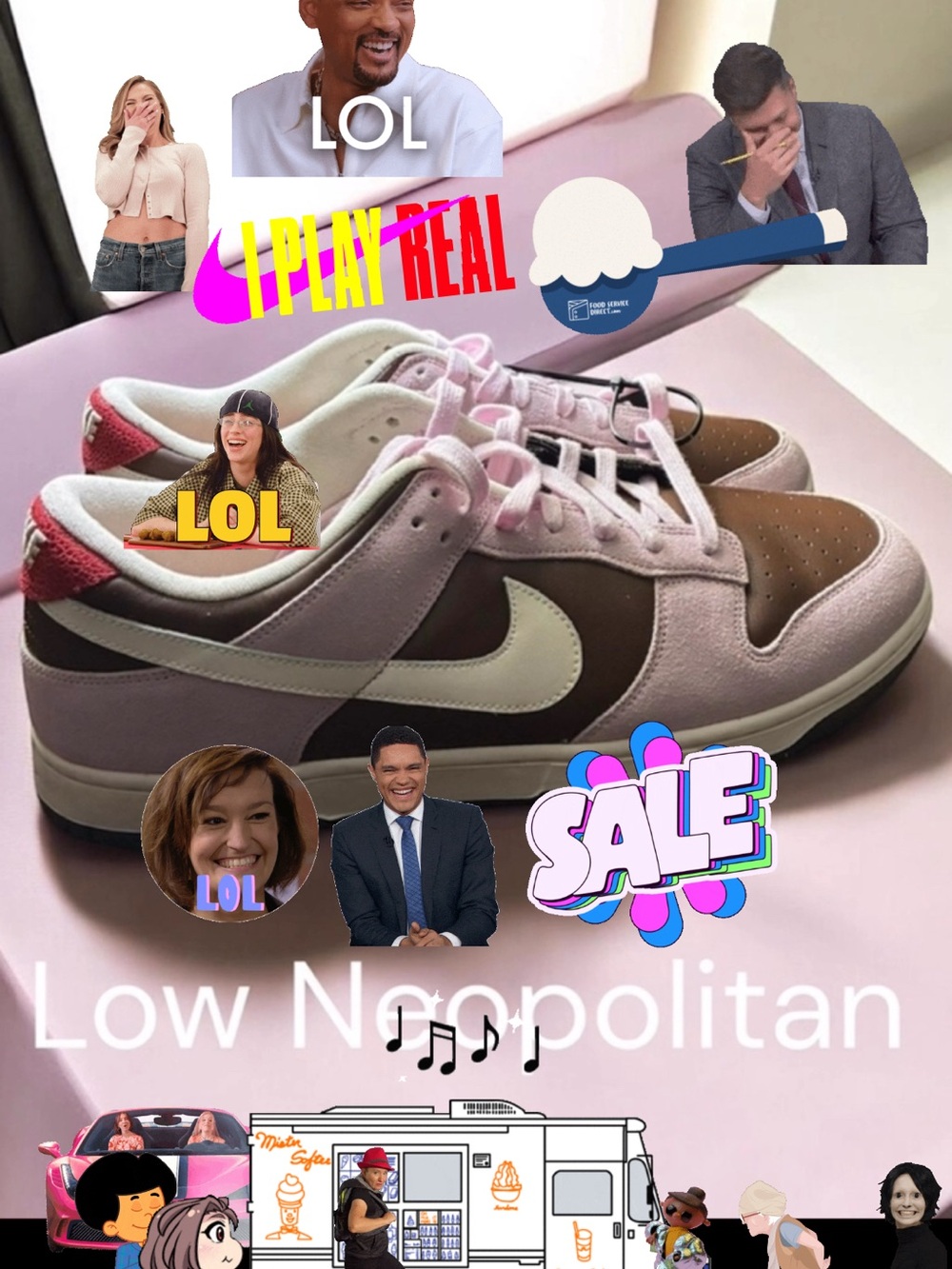 Nike Low Top Neapolitan Sneakers - Pink, Brown & White